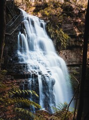 Long exposure shot of a raging waterfalls