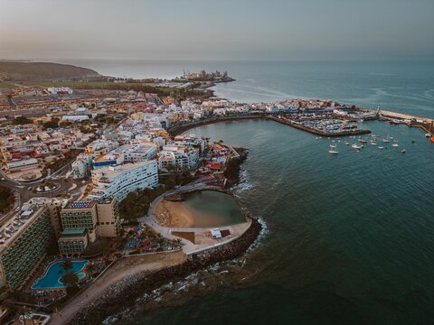 Aerial view of Arguineguin. Gran Canaria, Spain.