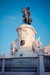 Vertical shot of the equestrian statue of King Jose I in Lisbon, Portugal