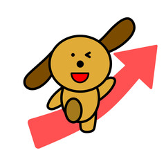 イヌ　上昇矢印　ビジネス　イラスト