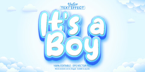 Baby shower text effect, editable blue text style for poster, greeting card, invitation, flyer, cover, banner, brochure and other graphic design.