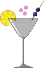 Martini Glass with lemon and Olives