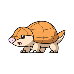 Fototapeta premium Cute cartoon pangolin with a joyful expression and shiny eyes on a white background