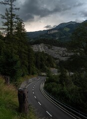 Vertical shot of Susten Pass surrounded by beautiful mountain scenery in Switzerland