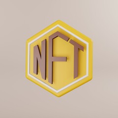 3D NFT non-fungible token icon.NFT illustrator concept