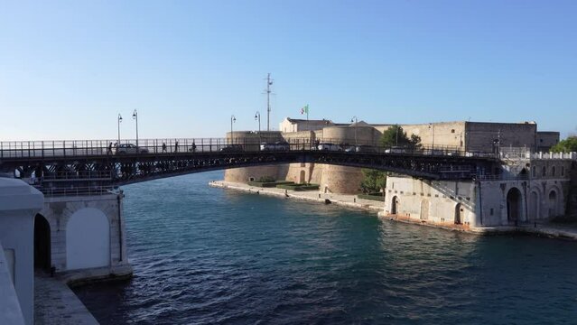 Swing bridge in Taranto, Apulia, Italy