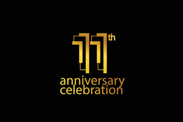 Fototapeta premium 11 year anniversary celebration abstract style logotype. anniversary with purple, yellow, orange color isolated on white background, vector design for celebration vector