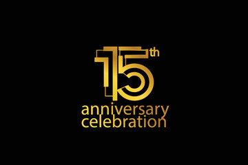 15 year anniversary celebration abstract style logotype. anniversary with purple, yellow, orange color isolated on white background, vector design for celebration vector