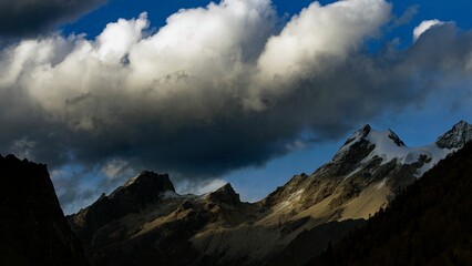 Landscape view of the clouds over the mountains