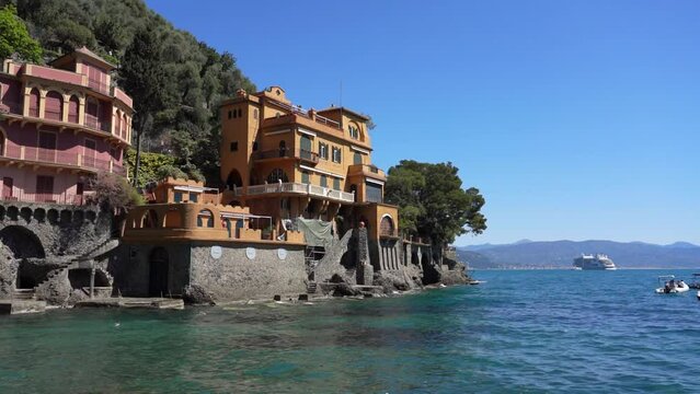 Portofino aerial panoramic view Genoa, Italian Riviera