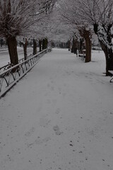 Snowfall in a small village in Basilicata in winter 2017