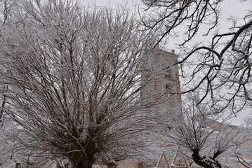 Snowfall in a small village in Basilicata in winter 2017