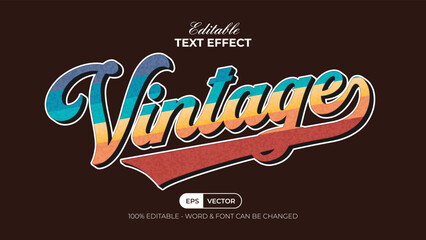 Vintage text effect style. Editable text effect.	