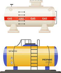 Gas and propane cylindrical cistern, tank for fuel storage
