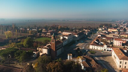 Fototapeta na wymiar Aerial view of the comune of Bagnoli di Sopra in Padua Province, Italy