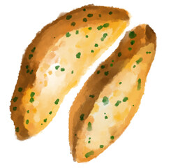 Fries potato wedge thick cut deep fried patatoes watercolor painting illustration art