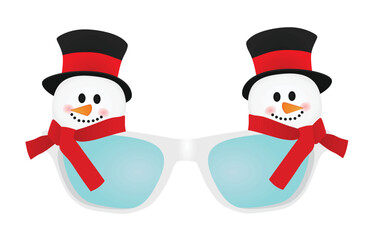 Snowman white sunglasses. vector illustration