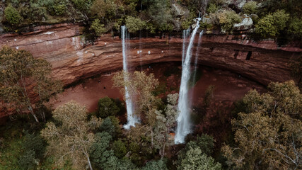 Aerial view of Paradise Falls in Cheshunt, Victoria