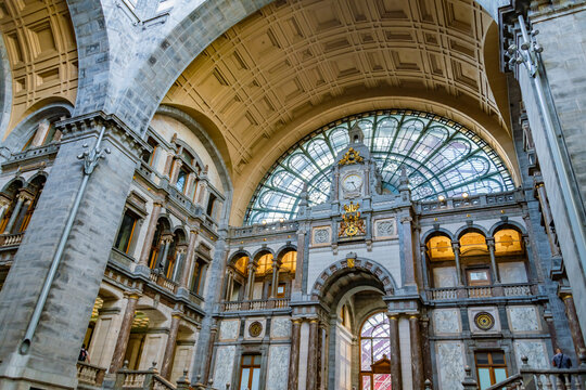 Interior of Antwerpen-Centraal railway station, Belgium