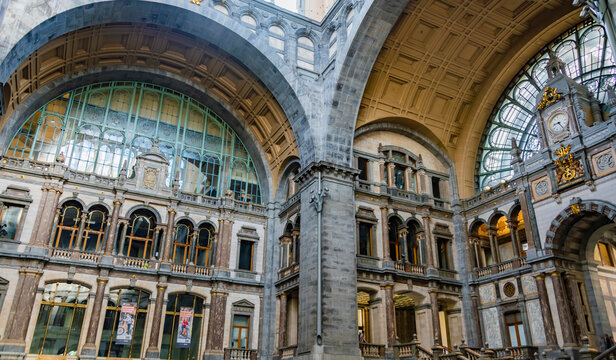 Interior of Antwerpen-Centraal railway station, Belgium