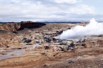 Gunnuhver hot springs at Reykjanes peninsula, Iceland. Popular tourist destination