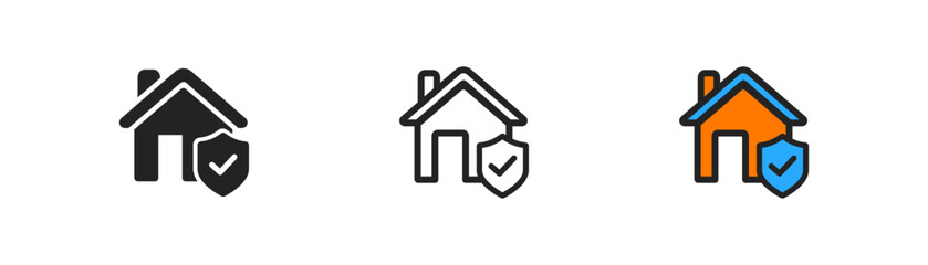 House protect icon. House behind shield. Insurance of estate. Real estate symbol. Protect, security of home. Flat design.