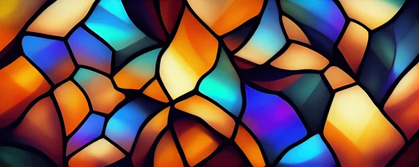 Papier Peint photo Lavable Coloré stained glass, fractal, patterns, shapes, rainbow, colours, banner, background, random