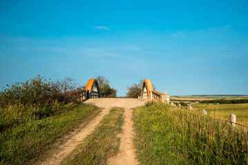 Abandoned bridge on the prairie, Saskatchewan