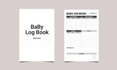 Baby Logbook KDP Interior, Baby logbook planner template. Low-content KDP interior