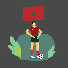 morocco football player flat concept character design