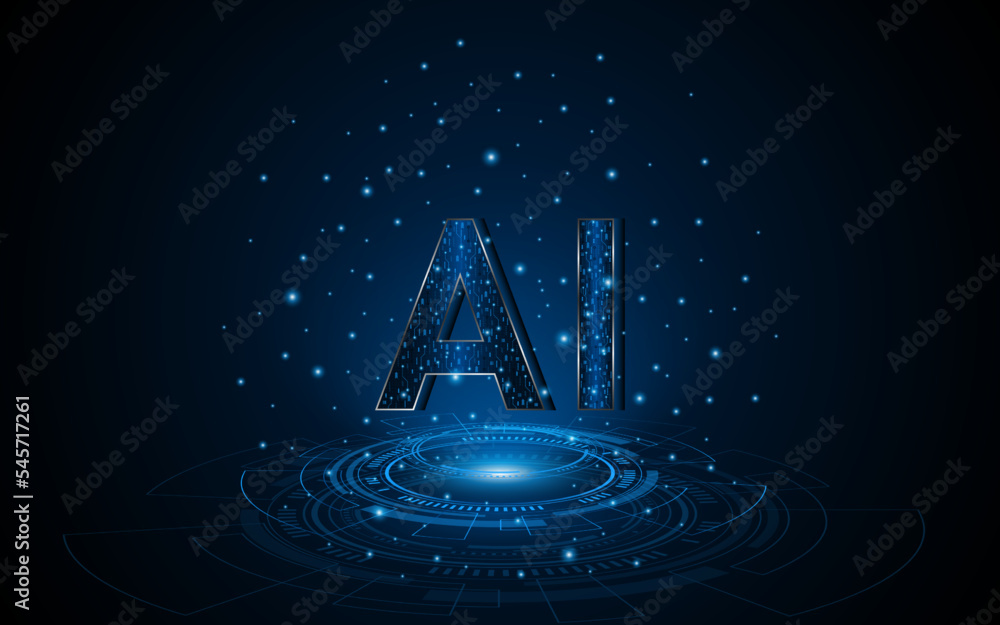 Aufkleber Abstract AI or artificial intelligence symbol. Modern futuristic AI technology circuit board concept.	