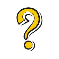 Question mark icon in cartoon style. Help symbol. FAQ sign on white background. Quiz vector symbol.