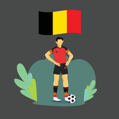 Belgium football player flat concept character design