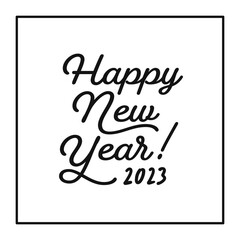 フレームで囲ったHappy New Year 2023の文字 - 2023年のお正月･年賀状の素材 - 黒
