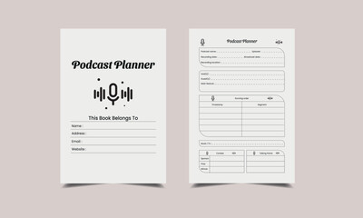 podcast planner KDP  Interior for Low content KDP interior