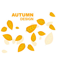 Abstract autumn background with yellow leaves. Vector texture with withered falling foliage.