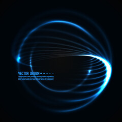 Vector abstract background with glowing wave swirls in motion. The concept of the movement of neon curves and spirals. Techno design.