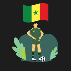 Senegal football player flat concept character design