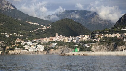 Beautiful shot of Vietri town by the sea on the Amalfi  coast, Italy