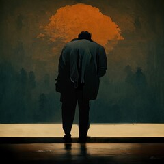 Obraz premium Illustration about silhouettes of people. Made by AI.