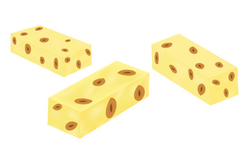 three bars of Arabic sweets with nuts