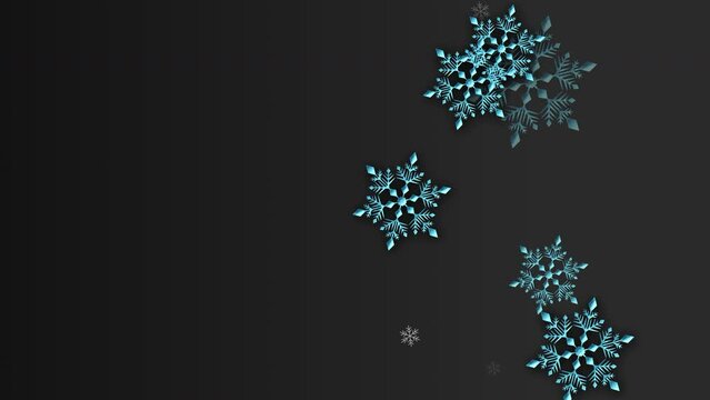 クリスマス 雪の結晶 ライトスカイブルー 右 大 雪が降る 【背景 グラデーション ダークグレー】