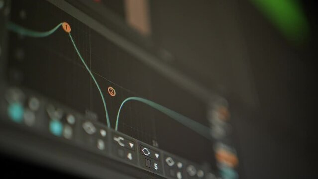Music sequencer - equalizer at work The process of creating music on a computer, screen