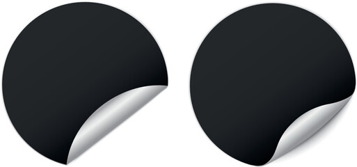 set of black round sticker banners - vector design element
