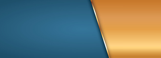 gold colored ribbon banner with gold frame on blue background