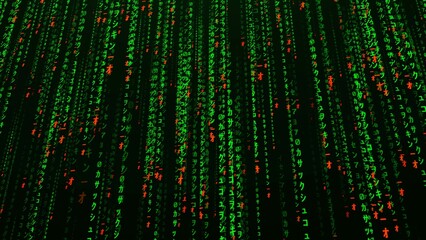Matrix background with the green symbols	
