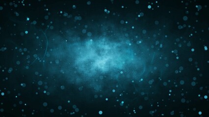 Blue bokeh particles glitter awards dust gradient abstract background. Futuristic glittering in space on coral background. Floating grid	
