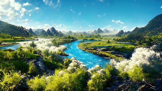 Beautiful natural scenery. Made by AI.