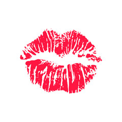 Female red lipstick kiss isolated on white background. Lipstick kisses on white background Vector illustration