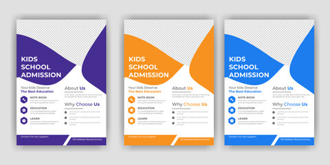 Creative and modern online school education admission flyer poster template